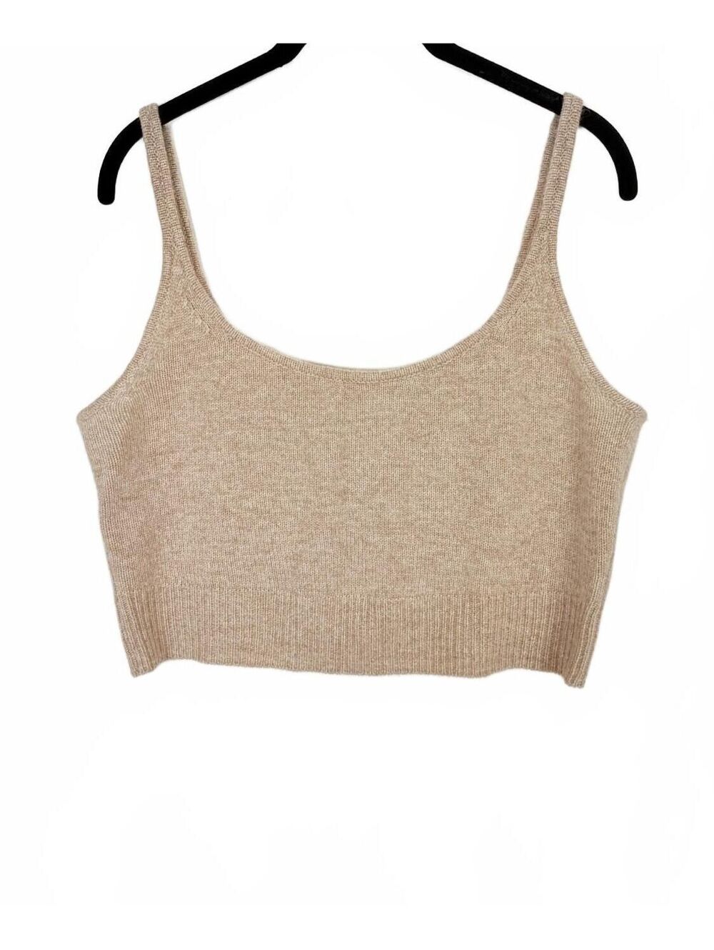 Reformation Varenne Heather Oatmeal Cashmere Scoop Neck Crop Tank Top Size Med